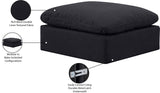 Indulge Black Linen Textured Fabric Ottoman 141Black-Ott Meridian Furniture