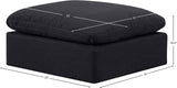 Indulge Black Linen Textured Fabric Ottoman 141Black-Ott Meridian Furniture