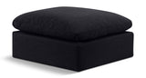 Indulge Black Linen Textured Fabric Ottoman 141Black-Ott Meridian Furniture