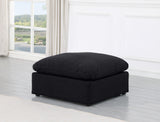 Indulge Black Linen Textured Fabric Ottoman 141Black-Ott Meridian Furniture