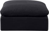 Indulge Black Linen Textured Fabric Ottoman 141Black-Ott Meridian Furniture