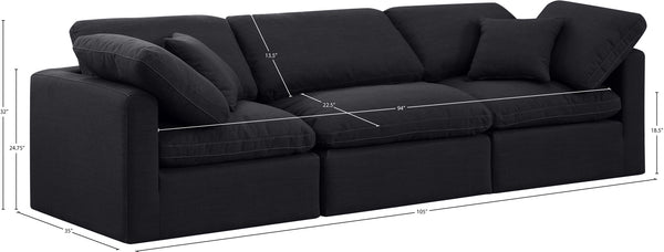 Indulge Black Linen Textured Fabric Modular Sofa 141Black-S105 Meridian Furniture