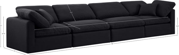 Indulge Black Linen Textured Fabric Modular Sofa 141Black-S140 Meridian Furniture