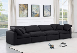 Indulge Black Linen Textured Fabric Modular Sofa 141Black-S140 Meridian Furniture