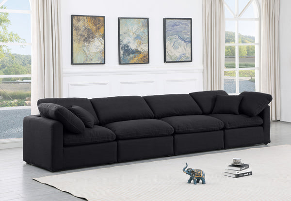 Indulge Black Linen Textured Fabric Modular Sofa 141Black-S140 Meridian Furniture