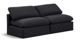 Indulge Black Linen Textured Fabric Modular Sofa 141Black-S2 Meridian Furniture