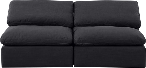 Indulge Black Linen Textured Fabric Modular Sofa 141Black-S2 Meridian Furniture