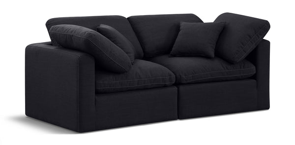 Indulge Black Linen Textured Fabric Modular Sofa 141Black-S70 Meridian Furniture