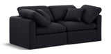 Indulge Black Linen Textured Fabric Modular Sofa 141Black-S70 Meridian Furniture