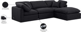 Indulge Black Linen Textured Fabric Modular Sectional 141Black-Sec4A Meridian Furniture