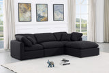 Indulge Black Linen Textured Fabric Modular Sectional 141Black-Sec4A Meridian Furniture