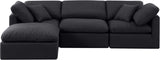 Indulge Black Linen Textured Fabric Modular Sectional 141Black-Sec4A Meridian Furniture