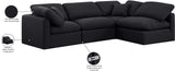 Indulge Black Linen Textured Fabric Modular Sectional 141Black-Sec4B Meridian Furniture