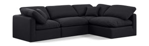 Indulge Black Linen Textured Fabric Modular Sectional 141Black-Sec4B Meridian Furniture