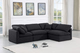 Indulge Black Linen Textured Fabric Modular Sectional 141Black-Sec4B Meridian Furniture