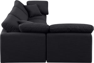 Indulge Black Linen Textured Fabric Modular Sectional 141Black-Sec4B Meridian Furniture