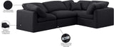 Indulge Black Linen Textured Fabric Modular Sectional 141Black-Sec4C Meridian Furniture