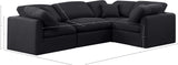 Indulge Black Linen Textured Fabric Modular Sectional 141Black-Sec4C Meridian Furniture