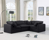 Indulge Black Linen Textured Fabric Modular Sectional 141Black-Sec4C Meridian Furniture