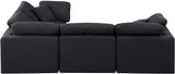 Indulge Black Linen Textured Fabric Modular Sectional 141Black-Sec4C Meridian Furniture