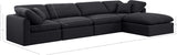 Indulge Black Linen Textured Fabric Modular Sectional 141Black-Sec5A Meridian Furniture