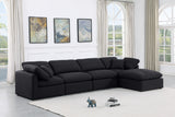 Indulge Black Linen Textured Fabric Modular Sectional 141Black-Sec5A Meridian Furniture