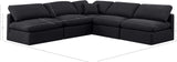 Indulge Black Linen Textured Fabric Modular Sectional 141Black-Sec5B Meridian Furniture