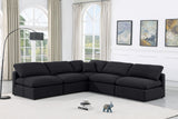 Indulge Black Linen Textured Fabric Modular Sectional 141Black-Sec5B Meridian Furniture