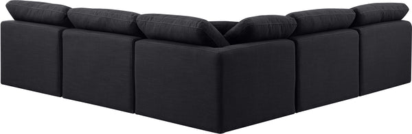 Indulge Black Linen Textured Fabric Modular Sectional 141Black-Sec5B Meridian Furniture