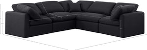 Indulge Black Linen Textured Fabric Modular Sectional 141Black-Sec5C Meridian Furniture