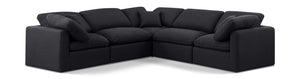 Indulge Black Linen Textured Fabric Modular Sectional 141Black-Sec5C Meridian Furniture