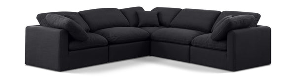 Indulge Black Linen Textured Fabric Modular Sectional 141Black-Sec5C Meridian Furniture