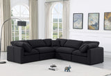 Indulge Black Linen Textured Fabric Modular Sectional 141Black-Sec5C Meridian Furniture