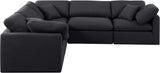 Indulge Black Linen Textured Fabric Modular Sectional 141Black-Sec5C Meridian Furniture