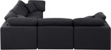 Indulge Black Linen Textured Fabric Modular Sectional 141Black-Sec5C Meridian Furniture