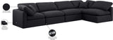 Indulge Black Linen Textured Fabric Modular Sectional 141Black-Sec5D Meridian Furniture