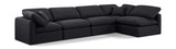 Indulge Black Linen Textured Fabric Modular Sectional 141Black-Sec5D Meridian Furniture