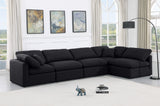 Indulge Black Linen Textured Fabric Modular Sectional 141Black-Sec5D Meridian Furniture