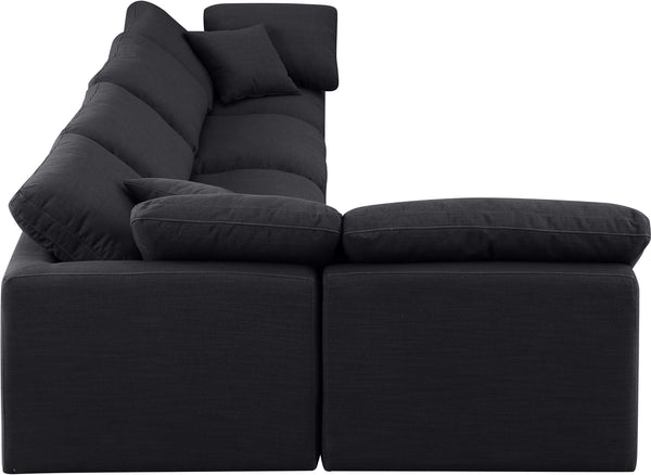 Indulge Black Linen Textured Fabric Modular Sectional 141Black-Sec5D Meridian Furniture