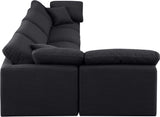 Indulge Black Linen Textured Fabric Modular Sectional 141Black-Sec5D Meridian Furniture