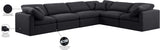 Indulge Black Linen Textured Fabric Modular Sectional 141Black-Sec6A Meridian Furniture