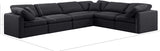 Indulge Black Linen Textured Fabric Modular Sectional 141Black-Sec6A Meridian Furniture