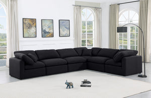 Indulge Black Linen Textured Fabric Modular Sectional 141Black-Sec6A Meridian Furniture