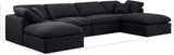 Indulge Black Linen Textured Fabric Modular Sectional 141Black-Sec6B Meridian Furniture