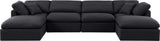 Indulge Black Linen Textured Fabric Modular Sectional 141Black-Sec6B Meridian Furniture