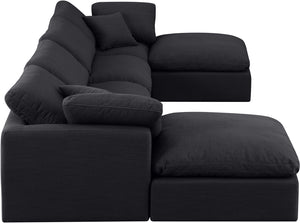 Indulge Black Linen Textured Fabric Modular Sectional 141Black-Sec6B Meridian Furniture