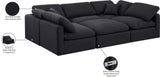 Indulge Black Linen Textured Fabric Modular Sectional 141Black-Sec6C Meridian Furniture