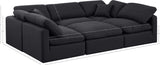 Indulge Black Linen Textured Fabric Modular Sectional 141Black-Sec6C Meridian Furniture