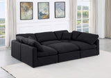 Indulge Black Linen Textured Fabric Modular Sectional 141Black-Sec6C Meridian Furniture