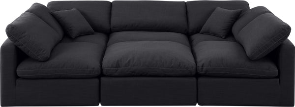 Indulge Black Linen Textured Fabric Modular Sectional 141Black-Sec6C Meridian Furniture